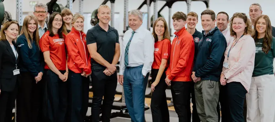 Sir Chris Hoy with University of Edinburgh Sport Representatives