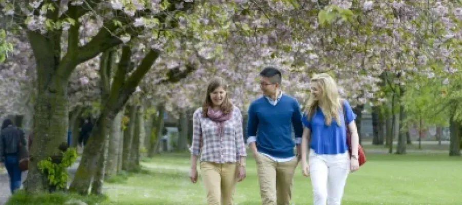 Students Walking in Meadows Park